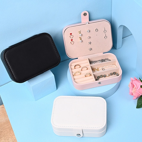 Tragbare PU Leder Schmuckschatulle Reise Mini Schmuckkästchen Für Ringe Ohrringe Halsketten Mehrfachfach Aufbewahrungs Organizer Case