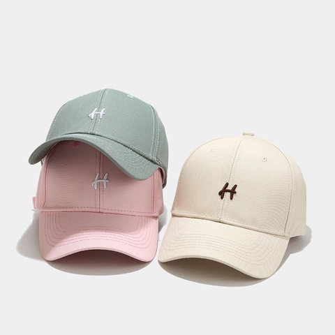 Baseball Cap Cotton Twill Letter H Embroidery Adjustable Sun Hat Casual Sporty Minimalist For Men Women