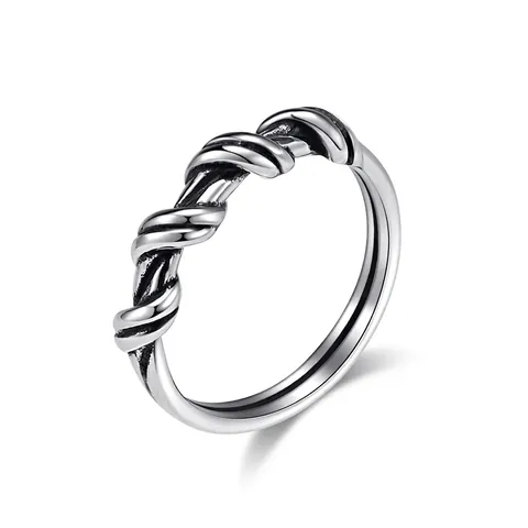Anello Minimalista in Acciaio al Titanio con Torsione a Corda per Uomo Donna Anello Retrò Geometrico Lucido Gioielli di Moda Unisex Regalo