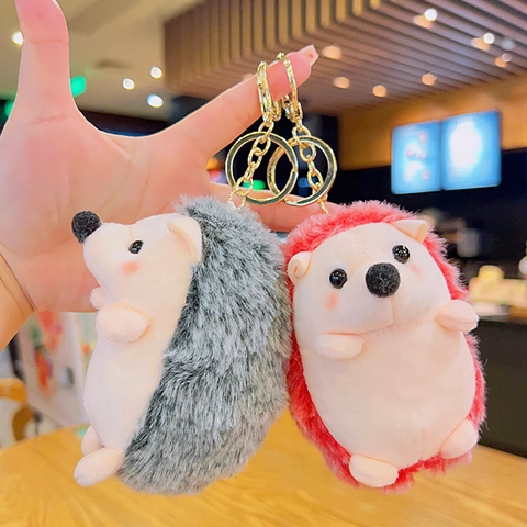 Mignon Porte-clés En Peluche Hérisson Poupée Animale Douce Pendentif De Sac À Dos Décor Adorable Petit Jouet Cadeau Pour Filles