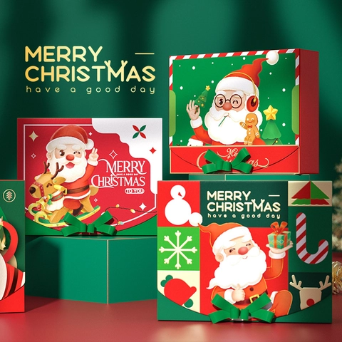 Scatola Regalo Di Natale Motivo Babbo Natale Cartone Bianco Confezione Caramelle Scatola Vuota Con Fiocco Per Festa