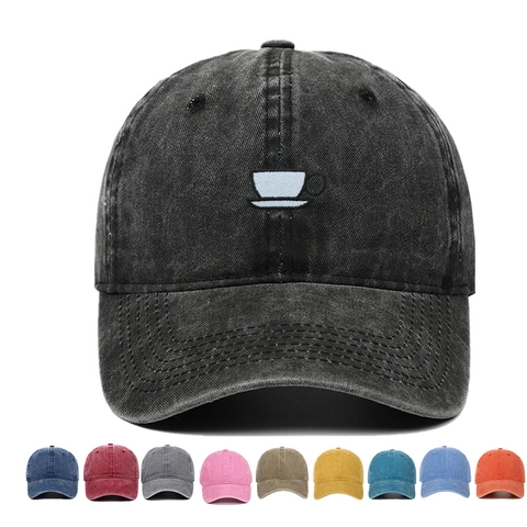 Kaffeetasse Stickerei Gewaschene Baumwolle Baseballkappe Vintage Distressed Outdoor Sonnenschutz Verstellbare Dad Hat