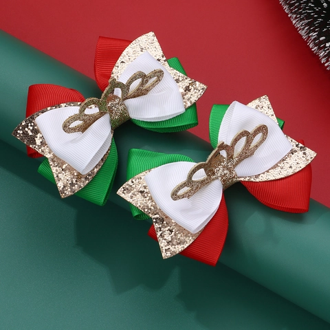 Weihnachts Haarklammern Mädchen Schleifen Pailletten Rentier Weihnachtsbaum Weihnachtsmann Entenschnabel Haarnadeln Party Accessoires