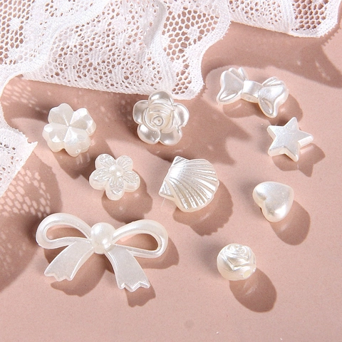 Baroque Imitation Artificial Pearl Beads ABS Heart Shell Bow Flower Shaped Loose Spacer Beads For DIY Jewelry Making Bracelet