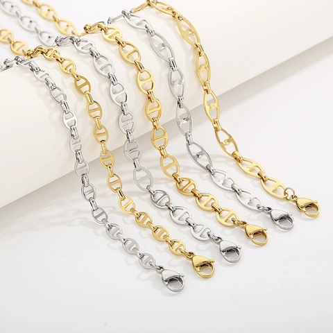 Collana A Maglia Marina In Acciaio Inossidabile Catena Ad Ancora Bordo Smussato Gioielli Minimalisti Lucidati Da Donna