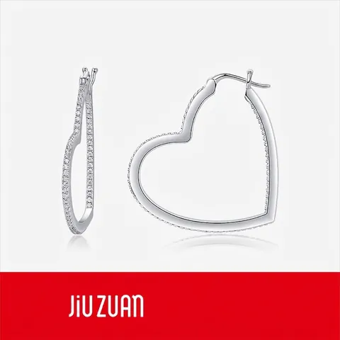 Luxury S925 Silver Moissanite Heart Hoop Earrings For Women Elegant Sparkling Inlaid Jewelry With GRA Certificate Gift