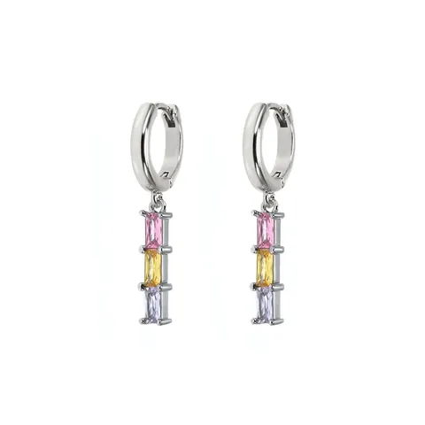 Geometric Copper Gold Plated Zirconia Drop Earrings For Women Trendy Colorful Crystal Earrings Elegant Fashion Jewelry Accessory