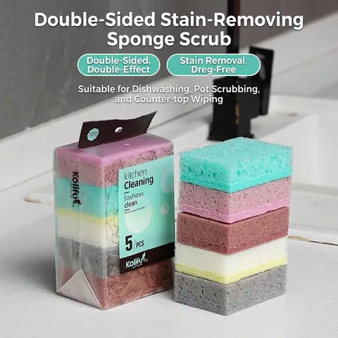 Éponges De Nettoyage De Cuisine Double Face Tampons À Récurer Haute Densité Élimination Des Taches Pour Laver Vaisselle Casseroles