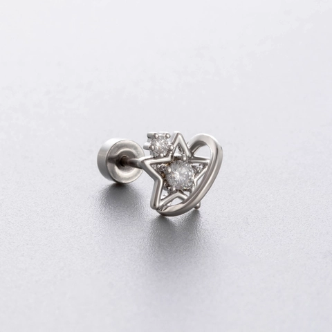 Orecchini Cartilagine Farfalla Stella Acciaio Titanio Zircone Blu Bianco Chiusura Vite Piercing Elica Gioielli Donna