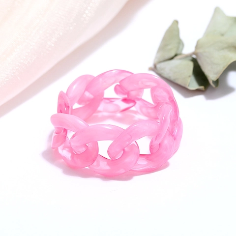 Klobiger Harz Kettenglied Ring Bunter Acryl Minimalistischer Modeschmuck Für Damen