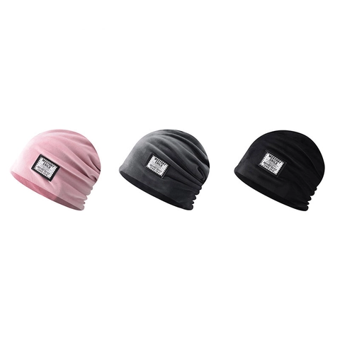 Slouchy Beanie Hat Chenille Knit Solid Color Warm Windproof Winter Headwear With Letter Patch For Unisex