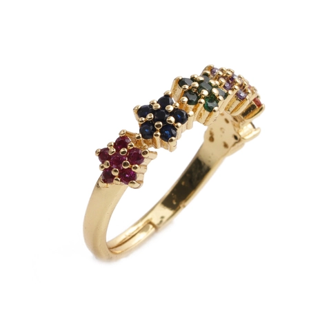 Anello In Rame Con Zirconia Colorata Per Donna Gioielli Di Moda Aperti Regolabili Castone Micro Pavé Stile Boho