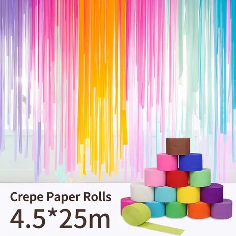 Rollos De Serpentinas De Papel Crepé Decoraciones Coloridas Para Cumpleaños Boda Fondo Manualidades Guirnalda De Papel Texturizado