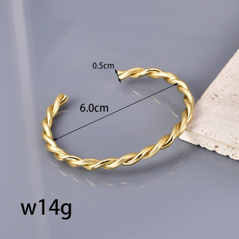 Gedraaide Touw Manchet Armband Roestvrij Staal 18K Verguld Tweekleurig Open Verstelbaar Retro Minimalistische Sieraden Dames