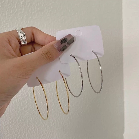 Pendientes De Aro Grandes De Cobre Martillado Joyería De Moda Minimalista Geométrica Para Mujer Tonos Oro Plata