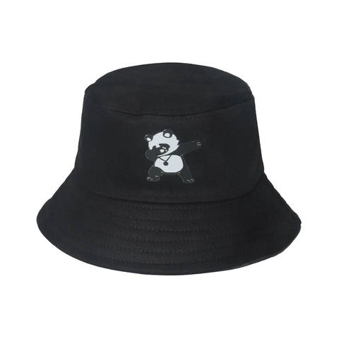 Katoenen Vissershoed Cartoon Panda Borduurwerk Zonbescherming Zomer Outdoor Casual Streetwear Unisex Accessoire