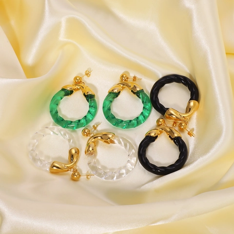Acryl Spiral Twist Hoop Ohrringe Mit Edelstahl Ohrstecker Übertriebene Geometrische Individuelle Modeschmuck Für Frauen