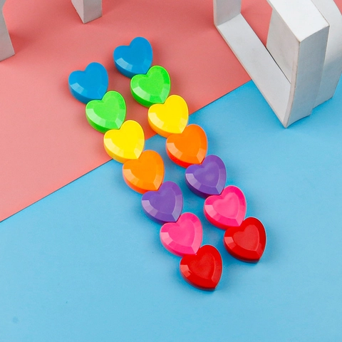 Heart Shape Stackable Highlighter Pens Multi Color Colorful Markers Detachable Stationery For Students School Office
