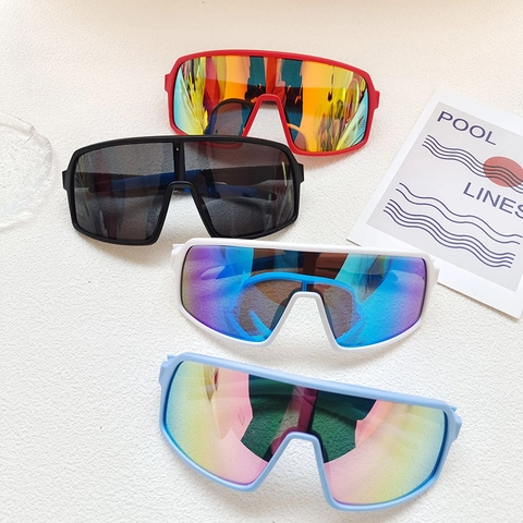Kinder Sportzonnebril UV400 Bescherming Shield Fietsbril PC Lens Harsframe Trendy Outdoor Voor Jongens Meisjes