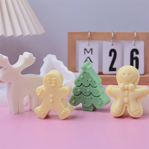 Christmas Tree Gingerbread Man Reindeer Silicone Molds For DIY Candle Soap Chocolate Baking Mousse Dessert Handmade