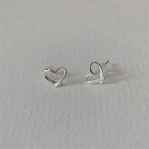 Orecchini A Lobo Cuore Argento Sterling 925 Design Cavo Minimalista Gioielli Stile Coreano Per Donna