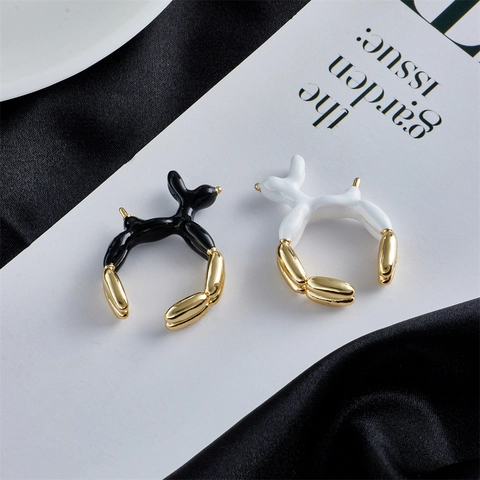 Balloon Tier Hund Kaninchen Offener Ring Kupfer Vergoldet Emaille Verstellbar Mode Schmuck Damen Moderner Kunststil