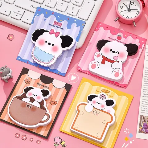 Lindas Notas Adhesivas Con Forma De Cachorro De Dibujos Animados Bloc De Notas Adhesivo Kawaii Papelería Escolar Para Estudiantes