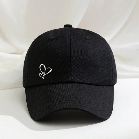 Heart Pattern Embroidery Baseball Cap Polyester Breathable Outdoor Sun Shade Hat Adjustable Casual Unisex Fashion