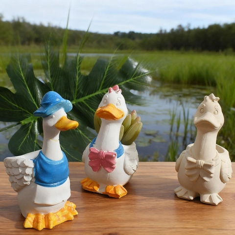 Stampo In Silicone A Forma Di Anatra Cartone Animato 3D Flessibile Per Mini Vaso Di Fiori Portacandele Fioriera Colata In Resina Decorazione