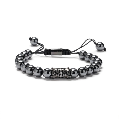 Bracelet Perles Double Rang Homme Oeil De Tigre Naturel Et Agate Mate Pierre De Lave Hématite Ajustable Tissé