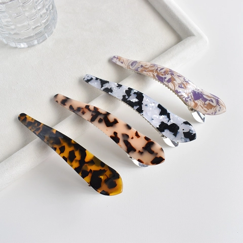 Acetate Hair Clip Curved Horn Large Shark Duckbill Resin Metal Tortoise Shell Marble Pattern Korean Fashion For Women