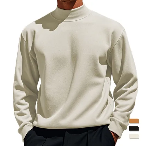 T-Shirt Da Uomo A Maniche Lunghe Lupetto Vestibilità Aderente Base Layer Termico Tinta Unita Top Autunno Inverno