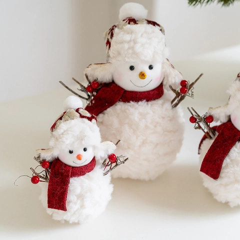 Kerst Sneeuwpop Pluche Pop Ornamenten Desktop Decoratie Pluche Schuim Flannel Voor Vakantie Home Party Sfeer Schattig Noords Stijl