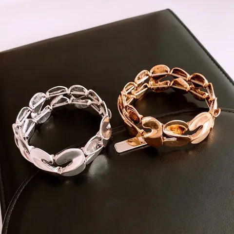 Hammered Metal Elastic Bracelet Irregular Twisted Chunky Bangle Jewelry For Women Luxury Fashion