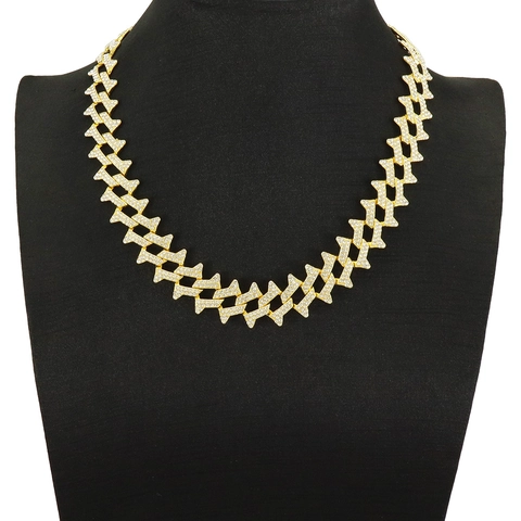 Hip Hop Iced Out Cuban Chain Necklace For Men Alloy Rhinestone Barbed Wire Link Thorns Streetwear Jewelry