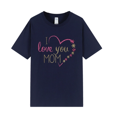 Muttertag T-Shirt Baumwolle Kurzarm Rundhals Locker Atmungsaktiv Lässig Geschenk Druck Herz Floral Grafik