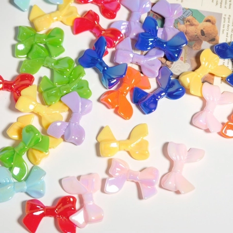 Bow Tie Shape Beads UV Plated Colorful Acrylic Resin Pearlescent For DIY Jewelry Making Necklaces Bracelets Phone Charms