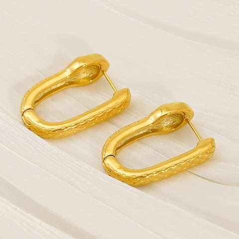 Orecchini a Cerchio Serpente in Acciaio Inossidabile da Donna Placcati in Oro 18K Texture Squame Animali Strass Gioielli Regalo