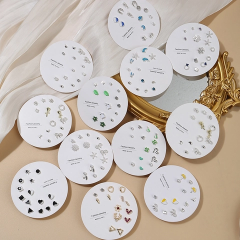 Stud Earrings Multi Styles Alloy Faux Artificial Pearl Rhinestone Heart Star Geometric Shapes Korean Style Daily Jewelry For Women