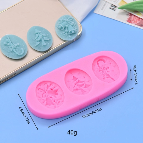 Christmas Tree Bell Cane Silicone Mold Baking Fondant Chocolate DIY Handmade Soap Decoration Flexible Pink