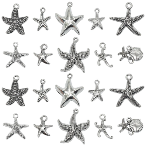 Ciondoli Stella Marina Conchiglia Lega Di Zinco Argento Antico Tema Oceano Retrò Per Creazione Di Gioielli DIY Collane Bracciali