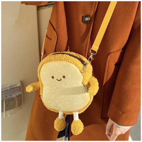 Sac À Bandoulière En Peluche En Forme De Pain Grillé Kawaii Sac À Épaule Doux Avec Sangle Réglable Pour Enfants Filles