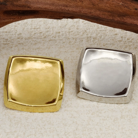 Vintage Edelstahl Quadratische Ohrstecker Für Damen Gold Silber Galvanisiert Gehämmert Geometrisch Konkav Mode Schmuck