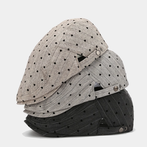 Damen Herzmuster Flatcap Baumwolle Fischgrätenmuster Ivy Hut Retro Sonnenschutz Verstellbares Outdoor Modisches Accessoire