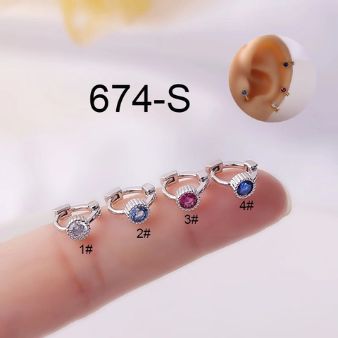 Pendiente Helix Circonita Redonda Cobre Piercing Huggie Hoop Joyería Simple Pequeño Moda Mujeres