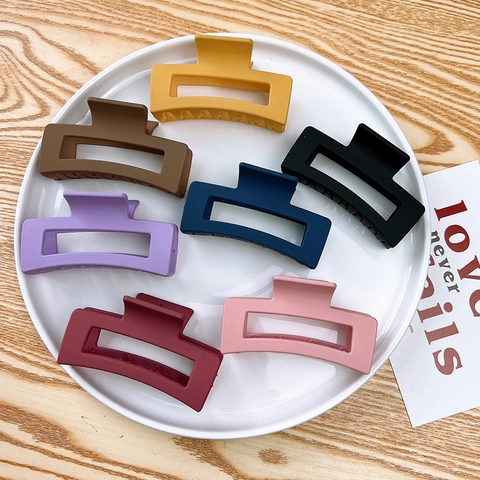 Matte Square Hair Claw Clips Large Hollow Rectangle Nonslip Strong Hold Hair Accessories For Women Thick Thin Hair