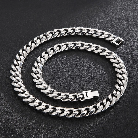 Collar De Cadena Cubana Pulido Acero Inoxidable 316L Estilo Hip Hop Streetwear Joyas Para Hombres Y Mujeres