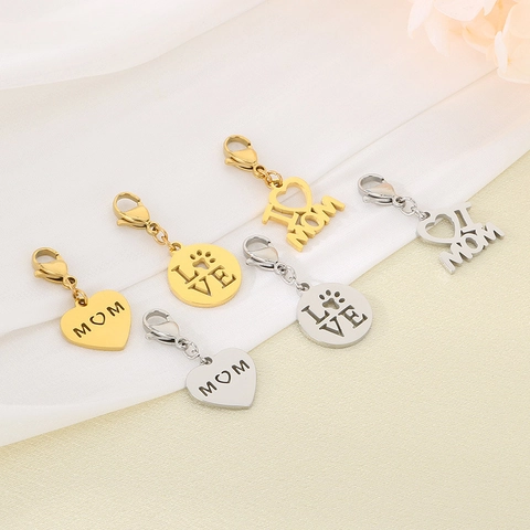 Llavero De Acero Inoxidable MOM Con Corazón Hueco Regalo Para El Día De La Madre Accesorios De Moda