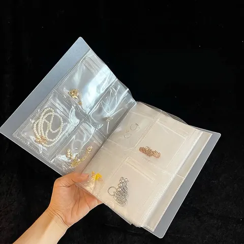 Borsa Porta Gioielli Portatile in PVC Trasparente Anti-ossidazione Organizzatore a Libro Sigillato per Collane Orecchini Anelli