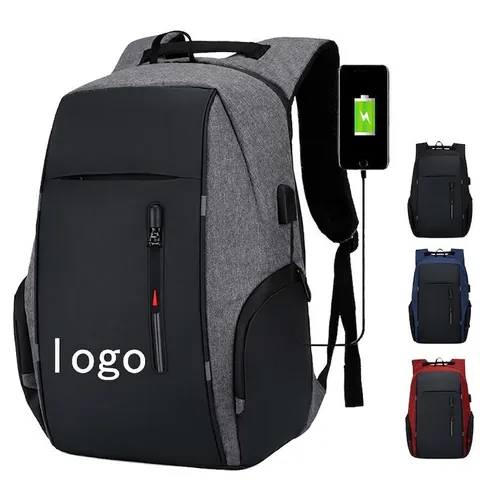 Zakelijke Laptop Rugzak Heren Grote Capaciteit Waterdicht USB Oplaadpoort Reizen Forenzen Tas Oxford Doek
